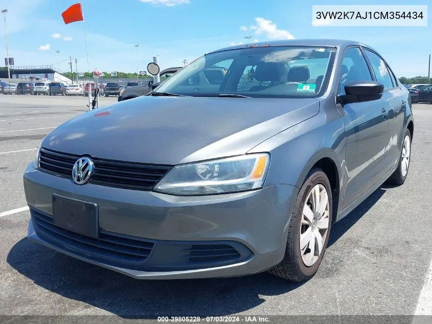 2012 Volkswagen Jetta 2.0L S VIN: 3VW2K7AJ1CM354434 Lot: 39805228