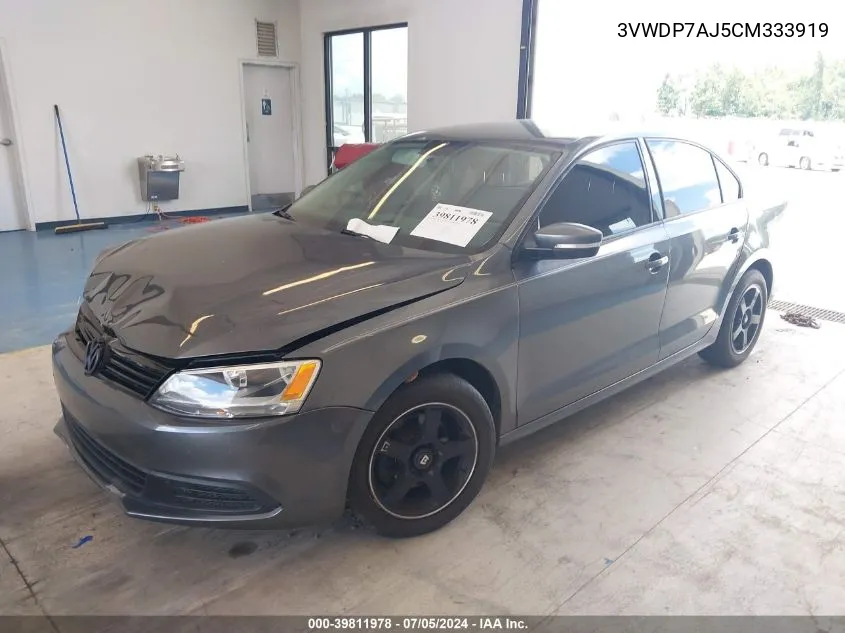 2012 Volkswagen Jetta 2.5L Se VIN: 3VWDP7AJ5CM333919 Lot: 39811978