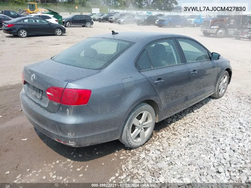 2012 Volkswagen Jetta 2.0L Tdi VIN: 3VWLL7AJ0CM427830 Lot: 39922221