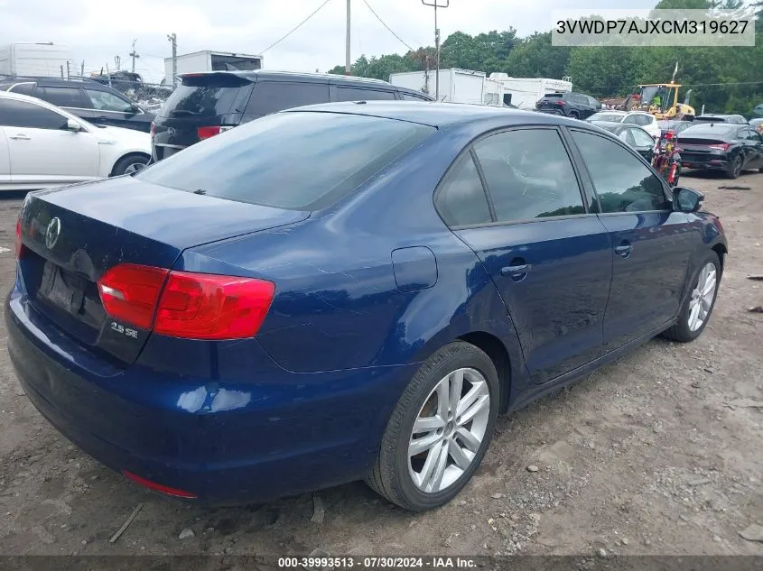 3VWDP7AJXCM319627 2012 Volkswagen Jetta 2.5L Se