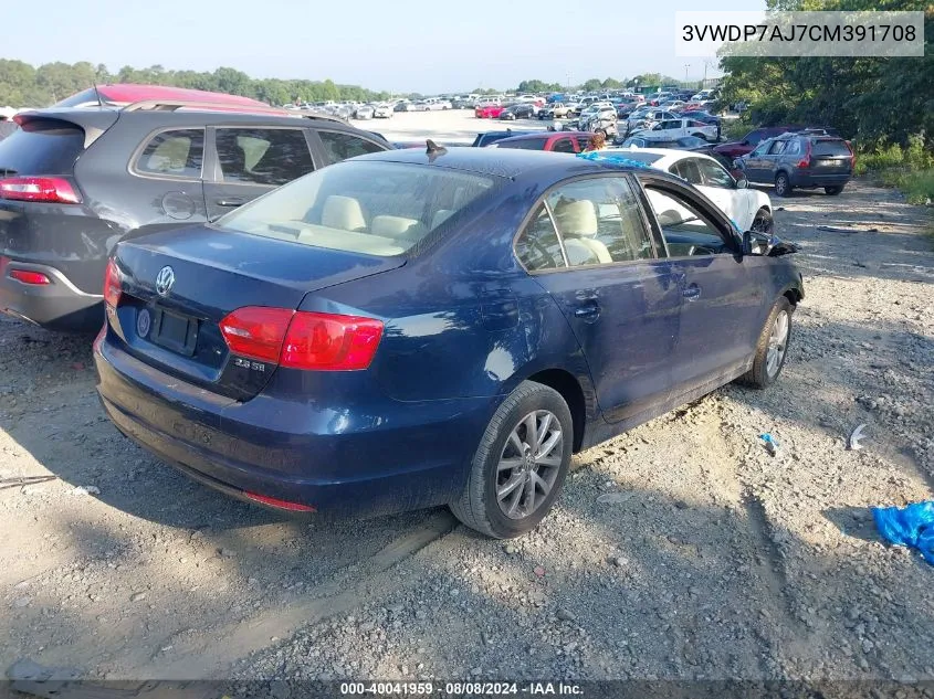 3VWDP7AJ7CM391708 2012 Volkswagen Jetta 2.5L Se