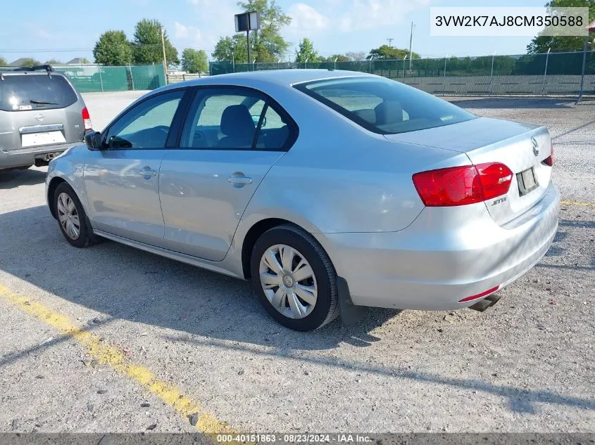 2012 Volkswagen Jetta 2.0L S VIN: 3VW2K7AJ8CM350588 Lot: 40151863