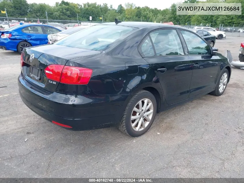 2012 Volkswagen Jetta 2.5L Se VIN: 3VWDP7AJXCM126684 Lot: 40182748