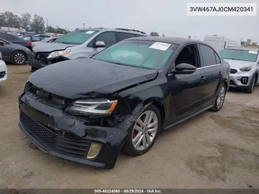 2012 Volkswagen Jetta Gli VIN: 3VW467AJ0CM420341 Lot: 40224860