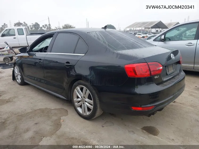 2012 Volkswagen Jetta Gli VIN: 3VW467AJ0CM420341 Lot: 40224860