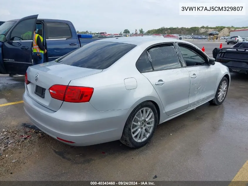 2012 Volkswagen Jetta 2.0L Base/2.0L S VIN: 3VW1K7AJ5CM329807 Lot: 40343460