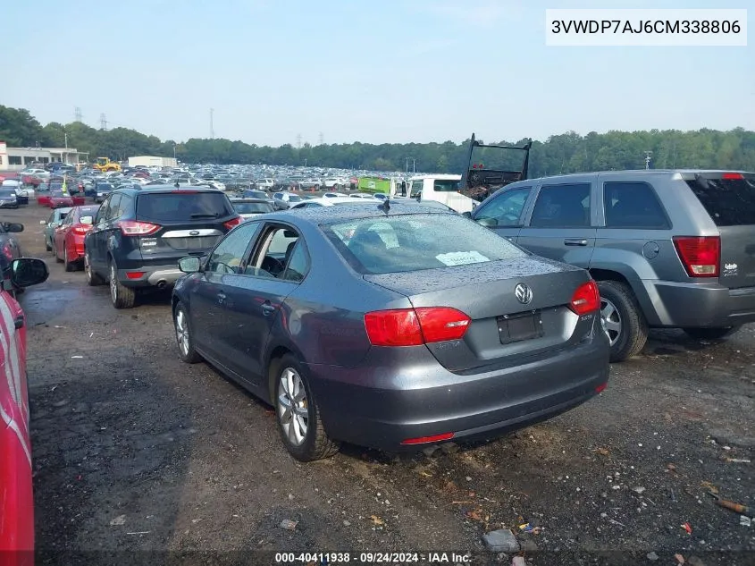 2012 Volkswagen Jetta 2.5L Se VIN: 3VWDP7AJ6CM338806 Lot: 40411938