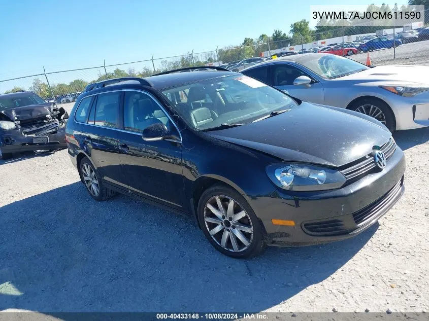 2012 Volkswagen Jetta Sportwagen 2.0L Tdi VIN: 3VWML7AJ0CM611590 Lot: 40433148