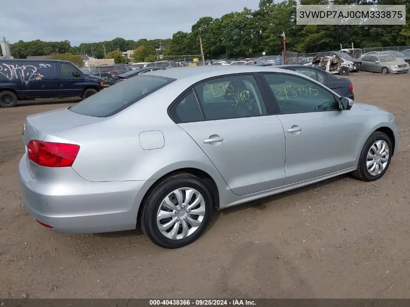 3VWDP7AJ0CM333875 2012 Volkswagen Jetta 2.5L Se