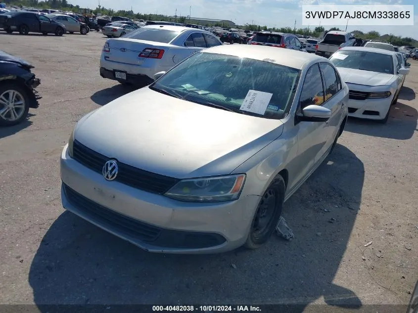 2012 Volkswagen Jetta 2.5L Se VIN: 3VWDP7AJ8CM333865 Lot: 40482038