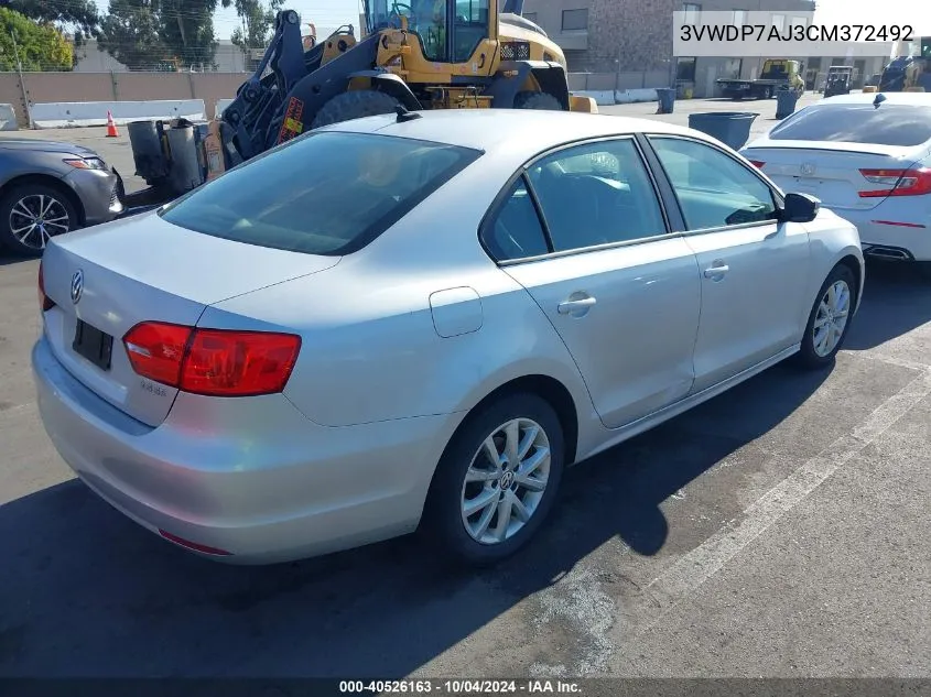 2012 Volkswagen Jetta 2.5L Se VIN: 3VWDP7AJ3CM372492 Lot: 40526163