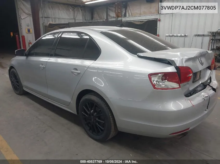 3VWDP7AJ2CM077805 2012 Volkswagen Jetta 2.5L Se