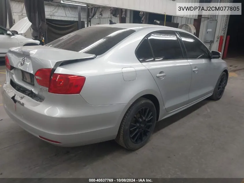 3VWDP7AJ2CM077805 2012 Volkswagen Jetta 2.5L Se