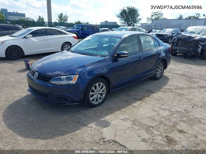 3VWDP7AJ0CM465986 2012 Volkswagen Jetta 2.5L Se