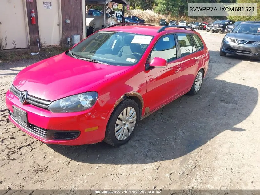 2012 Volkswagen Jetta Sportwagen 2.5L S VIN: 3VWPP7AJXCM681521 Lot: 40567822