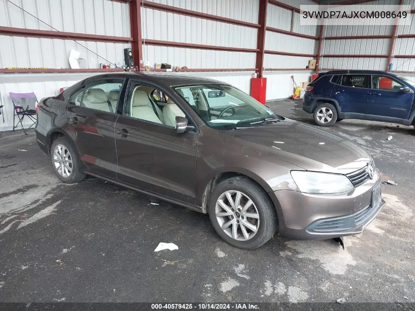 2012 Volkswagen Jetta 2.5L Se VIN: 3VWDP7AJXCM008649 Lot: 40579425