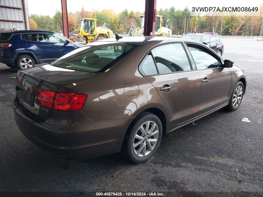 2012 Volkswagen Jetta 2.5L Se VIN: 3VWDP7AJXCM008649 Lot: 40579425