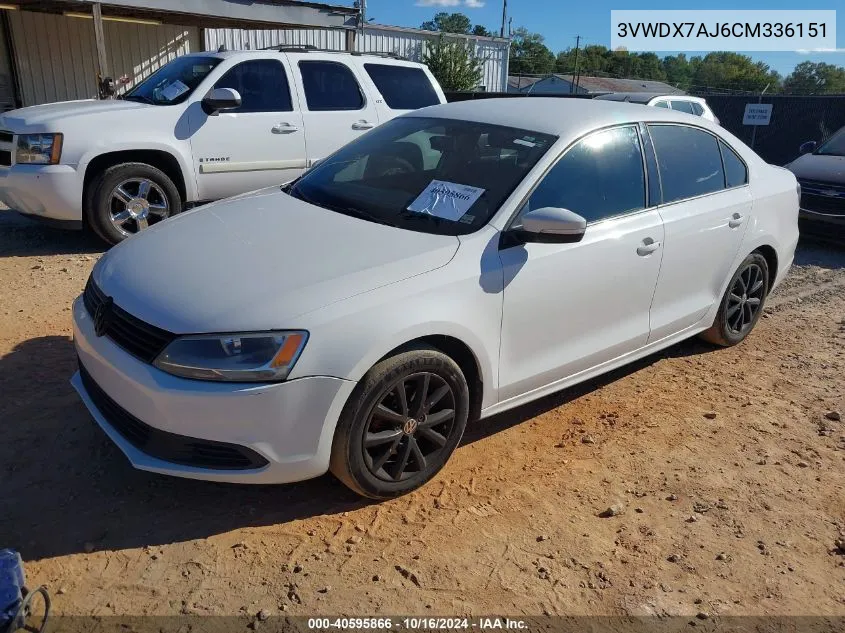 2012 Volkswagen Jetta 2.5L Se VIN: 3VWDX7AJ6CM336151 Lot: 40595866