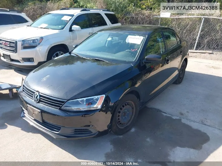 2012 Volkswagen Jetta 2.0L S VIN: 3VW1K7AJ3CM426388 Lot: 40605153