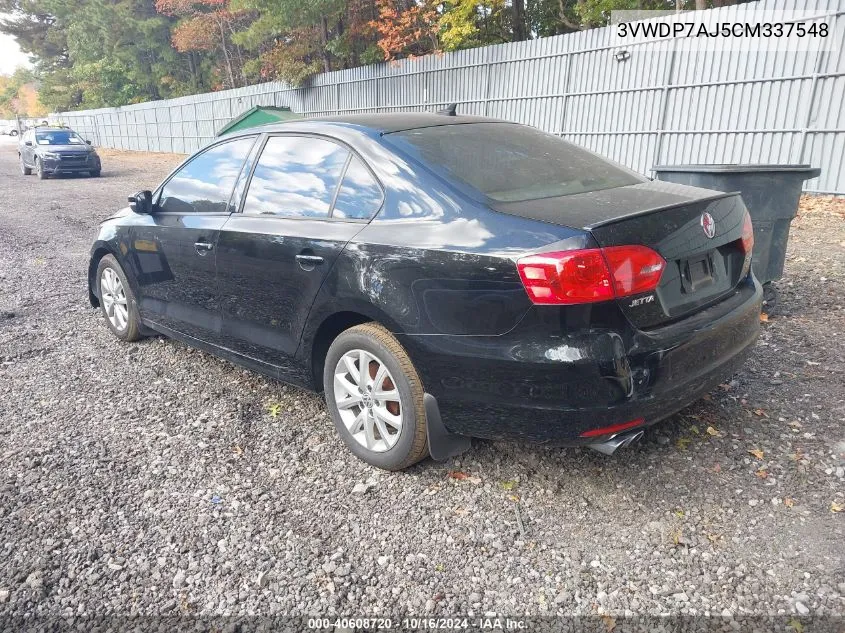 2012 Volkswagen Jetta 2.5L Se VIN: 3VWDP7AJ5CM337548 Lot: 40608720