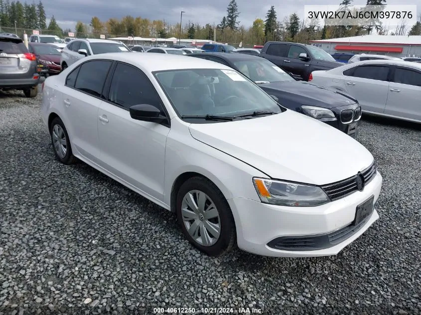 2012 Volkswagen Jetta 2.0L S VIN: 3VW2K7AJ6CM397876 Lot: 40612250