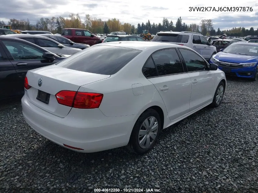 2012 Volkswagen Jetta 2.0L S VIN: 3VW2K7AJ6CM397876 Lot: 40612250