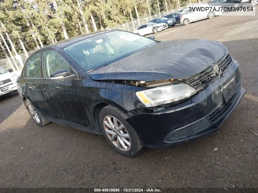 2012 Volkswagen Jetta Se VIN: 3VWDP7AJ7CM397654 Lot: 40619895