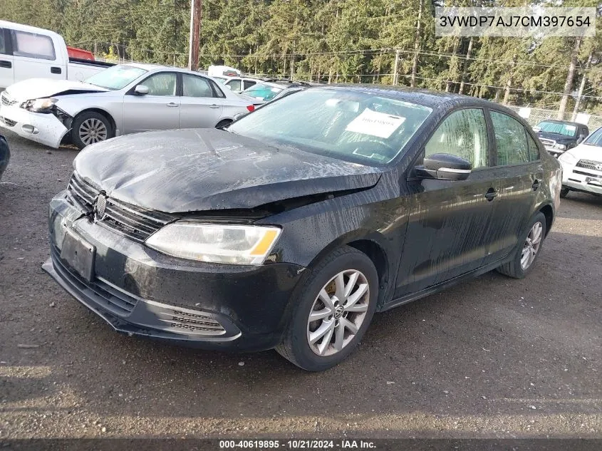 2012 Volkswagen Jetta Se VIN: 3VWDP7AJ7CM397654 Lot: 40619895