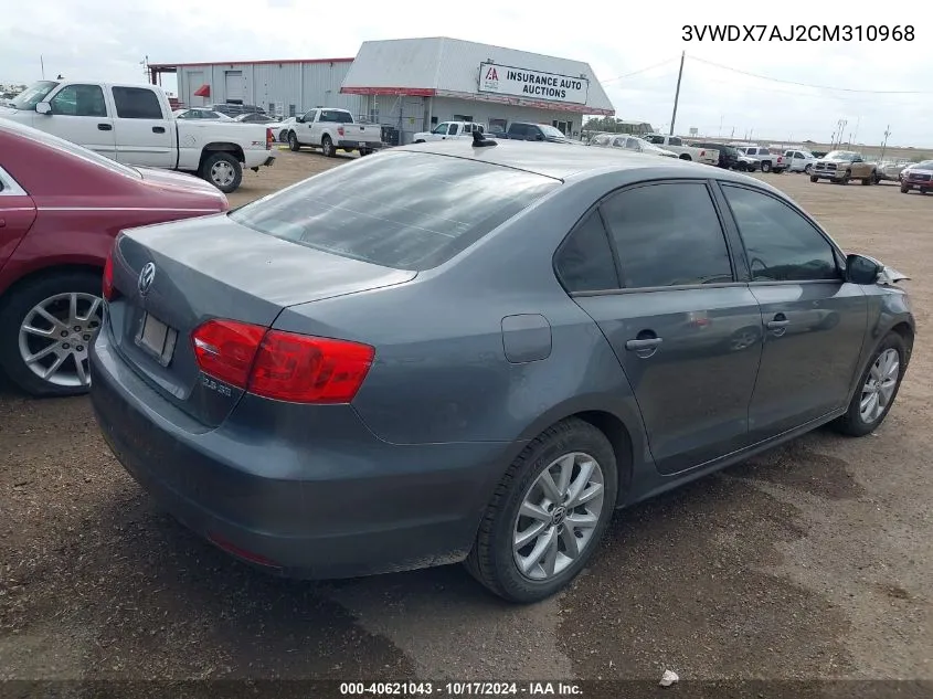 2012 Volkswagen Jetta 2.5L Se VIN: 3VWDX7AJ2CM310968 Lot: 40621043