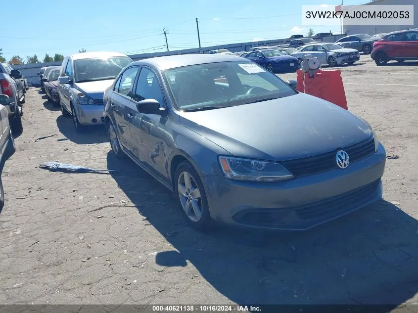 2012 Volkswagen Jetta 2.0L S VIN: 3VW2K7AJ0CM402053 Lot: 40621138