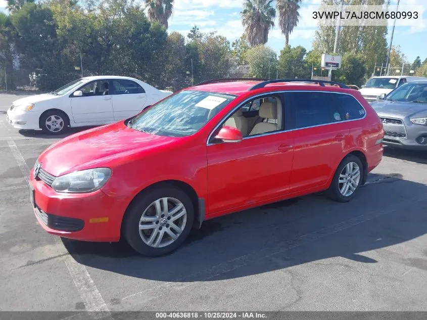 2012 Volkswagen Jetta Sportwagen 2.0L Tdi VIN: 3VWPL7AJ8CM680993 Lot: 40636818