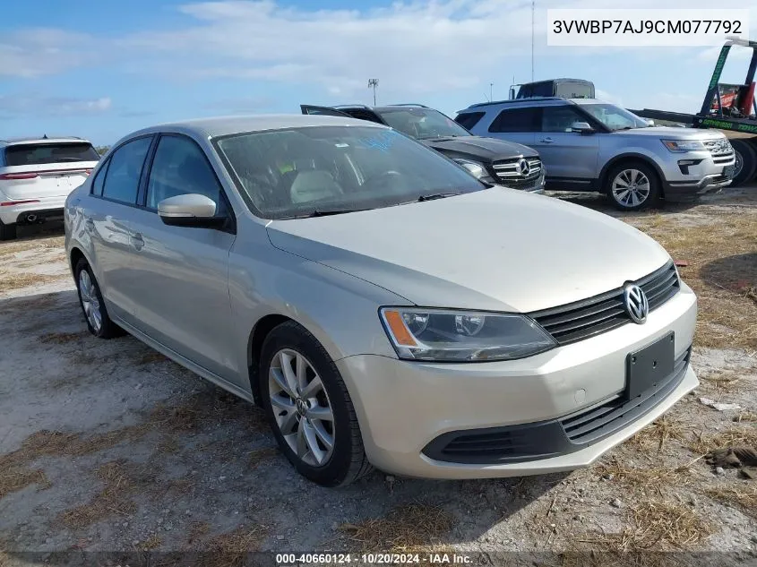 2012 Volkswagen Jetta Se VIN: 3VWBP7AJ9CM077792 Lot: 40660124