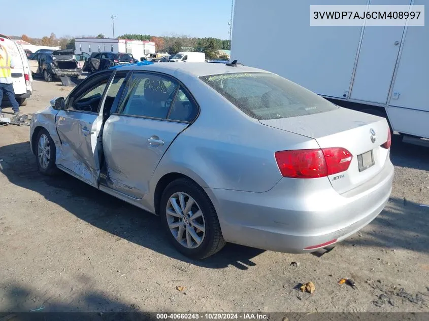 2012 Volkswagen Jetta 2.5L Se VIN: 3VWDP7AJ6CM408997 Lot: 40660248