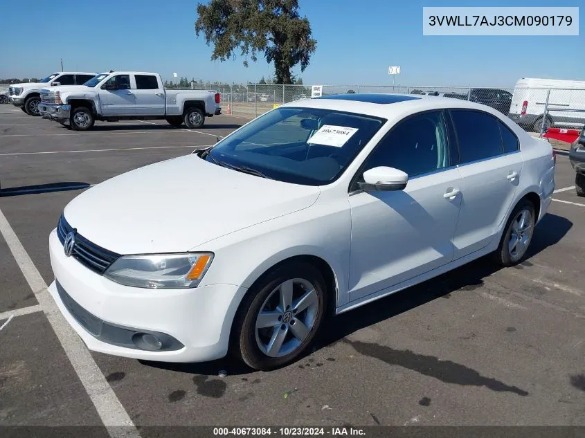 2012 Volkswagen Jetta 2.0L Tdi VIN: 3VWLL7AJ3CM090179 Lot: 40673084