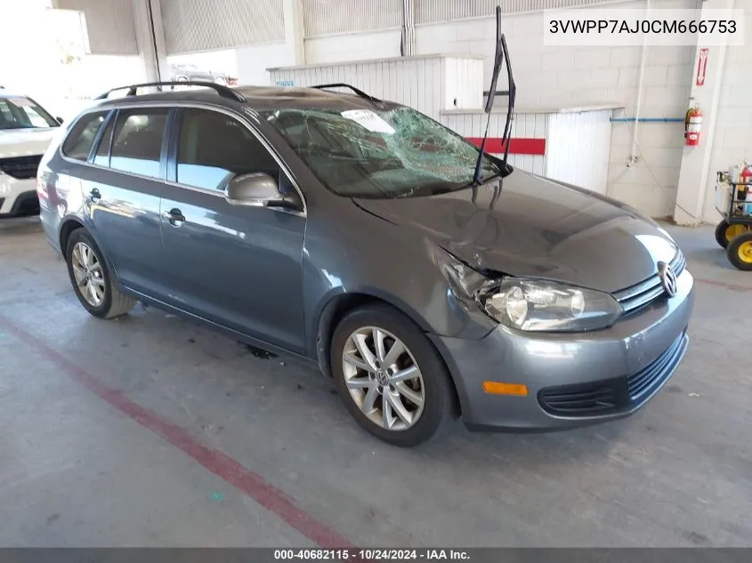 2012 Volkswagen Jetta Sportwagen 2.5L Se VIN: 3VWPP7AJ0CM666753 Lot: 40682115