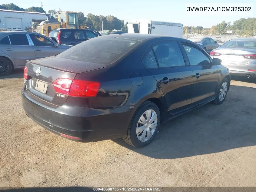 2012 Volkswagen Jetta 2.5L Se VIN: 3VWDP7AJ1CM325302 Lot: 40688735