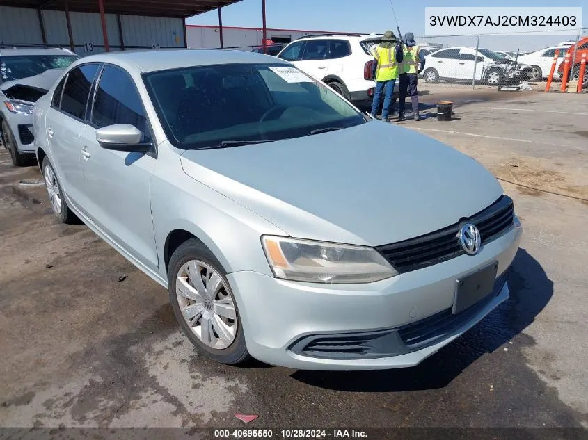 2012 Volkswagen Jetta 2.5L Se VIN: 3VWDX7AJ2CM324403 Lot: 40695550