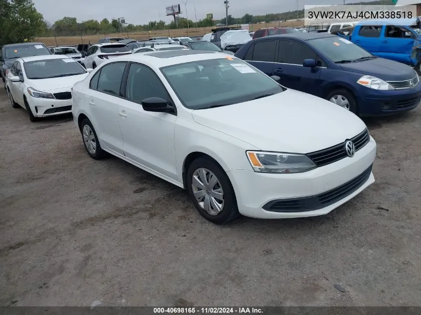 2012 Volkswagen Jetta 2.0L S VIN: 3VW2K7AJ4CM338518 Lot: 40698165