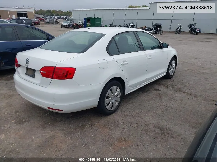 2012 Volkswagen Jetta 2.0L S VIN: 3VW2K7AJ4CM338518 Lot: 40698165