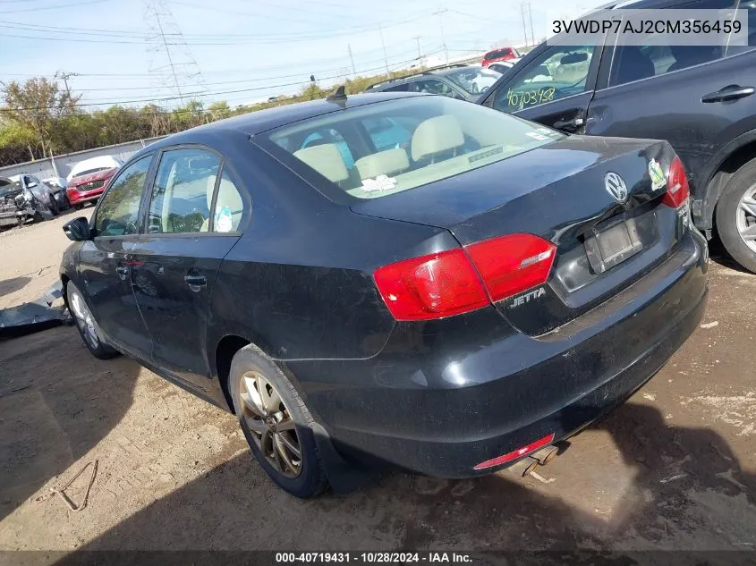 2012 Volkswagen Jetta 2.5L Se VIN: 3VWDP7AJ2CM356459 Lot: 40719431