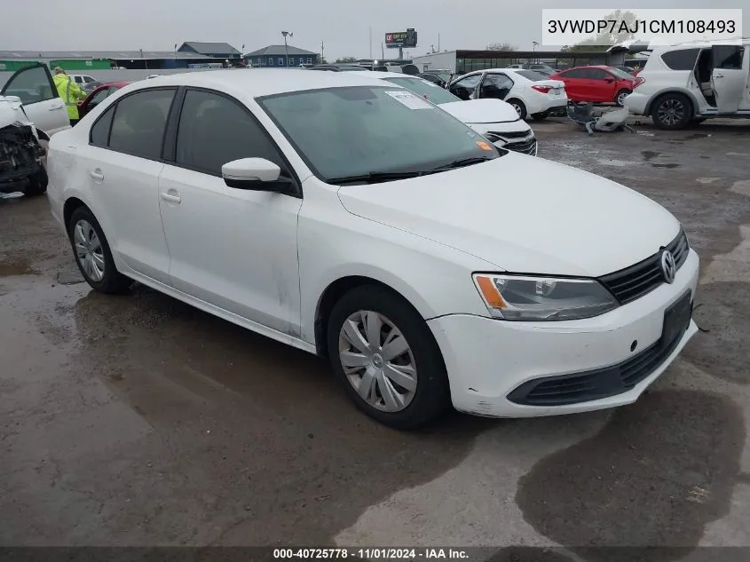 2012 Volkswagen Jetta 2.5L Se VIN: 3VWDP7AJ1CM108493 Lot: 40725778