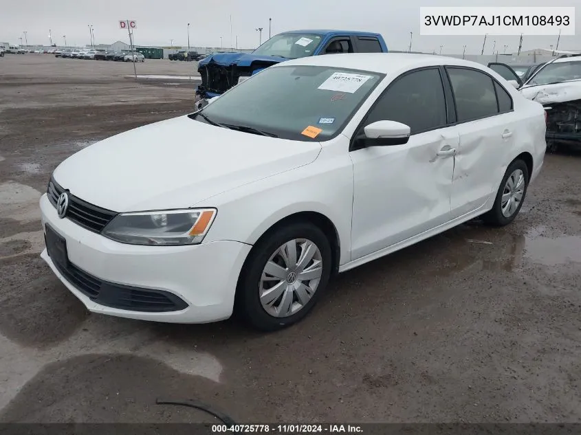 2012 Volkswagen Jetta 2.5L Se VIN: 3VWDP7AJ1CM108493 Lot: 40725778