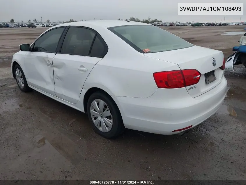 2012 Volkswagen Jetta 2.5L Se VIN: 3VWDP7AJ1CM108493 Lot: 40725778