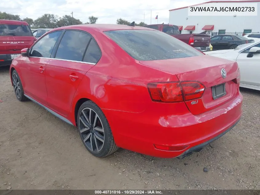 2012 Volkswagen Jetta Gli Autobahn VIN: 3VW4A7AJ6CM402733 Lot: 40731016