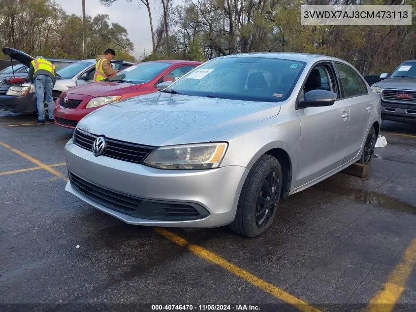 2012 Volkswagen Jetta 2.5L Se VIN: 3VWDX7AJ3CM473113 Lot: 40746470