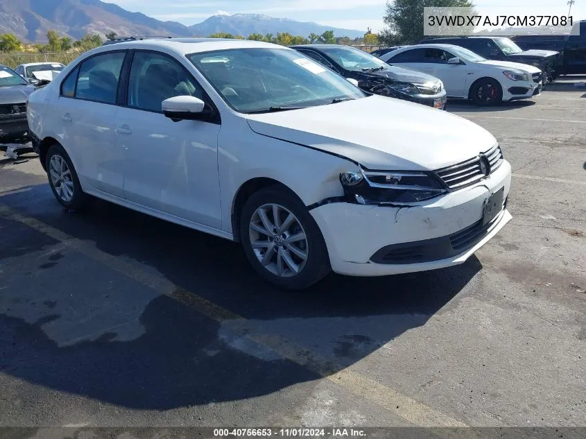 2012 Volkswagen Jetta 2.5L Se VIN: 3VWDX7AJ7CM377081 Lot: 40756653