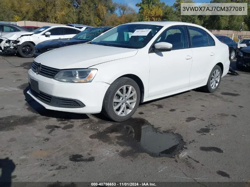 2012 Volkswagen Jetta 2.5L Se VIN: 3VWDX7AJ7CM377081 Lot: 40756653