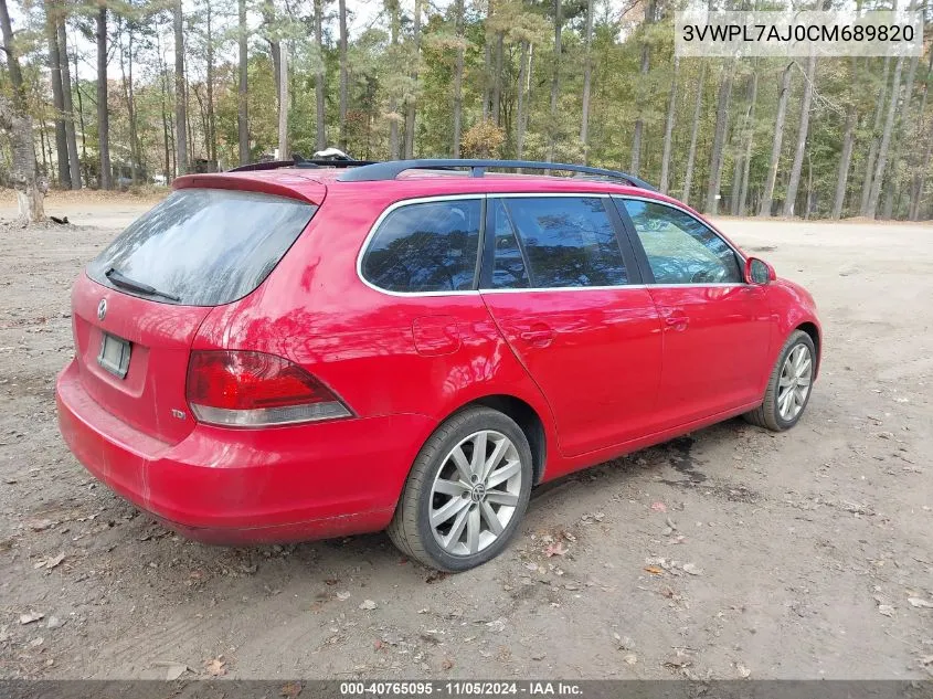 2012 Volkswagen Jetta Sportwagen 2.0L Tdi VIN: 3VWPL7AJ0CM689820 Lot: 40765095