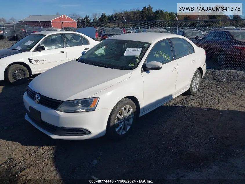 2012 Volkswagen Jetta 2.5L Se VIN: 3VWBP7AJXCM341375 Lot: 40774446