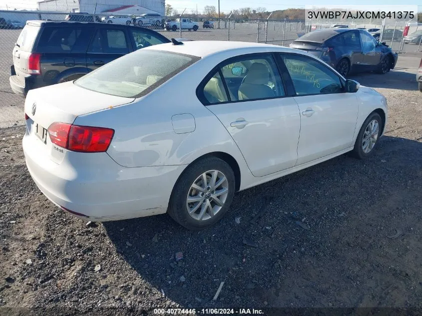 2012 Volkswagen Jetta 2.5L Se VIN: 3VWBP7AJXCM341375 Lot: 40774446